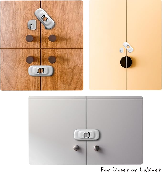 6 of Safety Latch Lock Easy Attachable Install Adhesive for Baby Childen Daycare Child Kids Senior Elder Pet Proofing Accident Prevent Home Kindergarden Preschool Senior Nursery Kitchen Cabinet Fridge-CubbioJoy