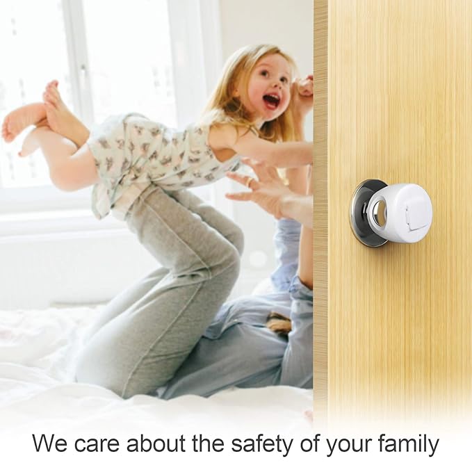 Door Knob Safety Cover for Kids, Child Proof Door Knob Covers, Baby Safety Door knob Handle Cover Lockable Design (4 Pack)-CubbioJoy