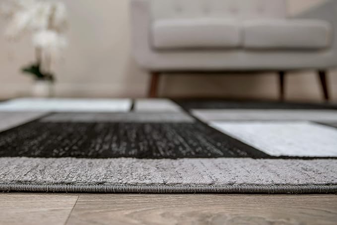 Contemporary Modern Boxes Grey Area Rug Runner 2' x 7' 2"-CubbioJoy