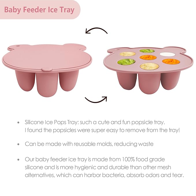 Big Spinach Silicone Freezer Tray Baby Fruit Feeder Food Teething Set Must-Have Pacifiers and Food Storage Containers for Babies 6 Months and Up-CubbioJoy