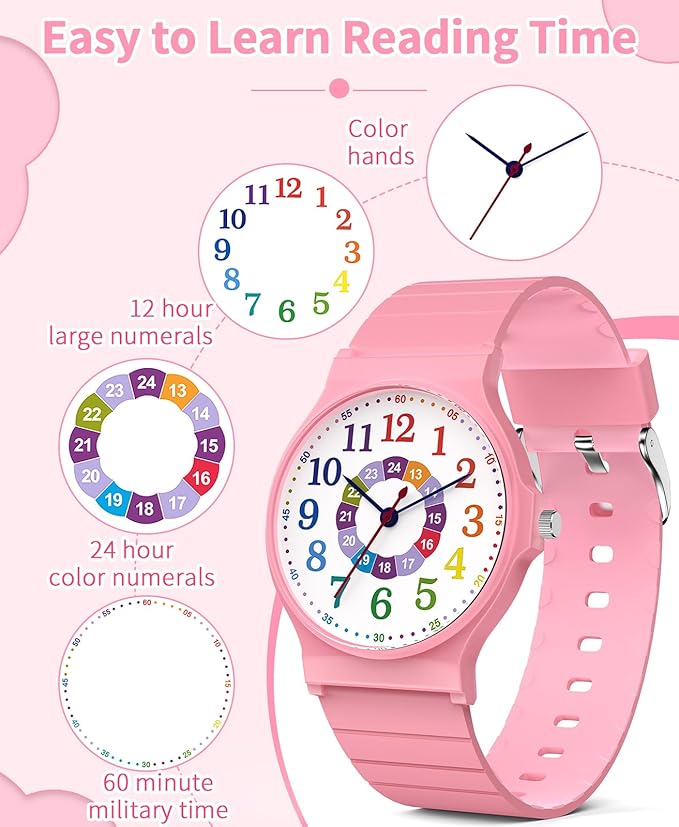 Kids Analog Watch Boys Girls, 30M Waterproof, Sports Watch for Boys, Easy to Read Children's Thin Dial Wrist Watches with Soft Band, for Ages 5-15 Kids Great Birthday Gifts Christmas Day-CubbioJoy