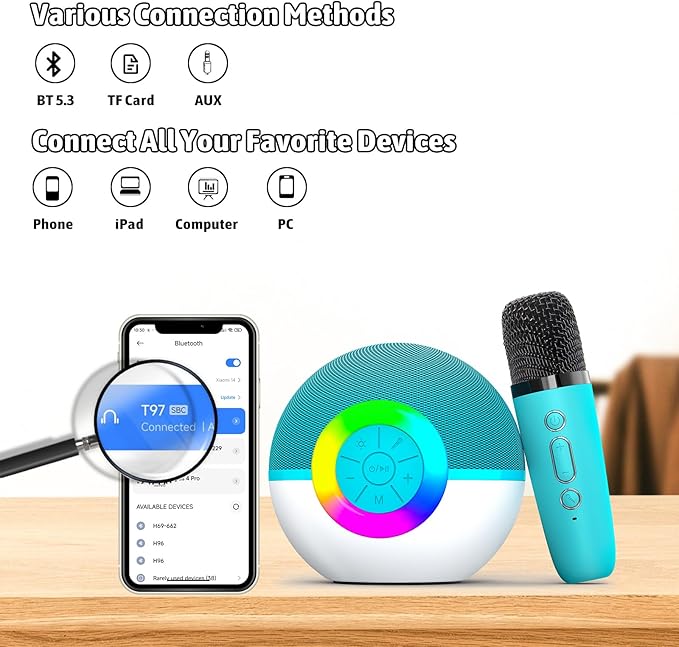 Karaoke Microphone Machine Toys for Kids Adults, Mini Portable Bluetooth Speaker with 2 Wireless Mics, Christmas Birthday Gifts for Boys Girls Ages 3 4 5 6 7 8 9 10 11 12+ Year (Green)-CubbioJoy