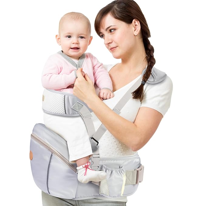 Baby Hip Seat Carrier, Ergonomic Waist Stool for Child Infant with Adjustable Strap Pocket Soft Base, Baby Hip Carrier for Newborns & Toddlers-CubbioJoy