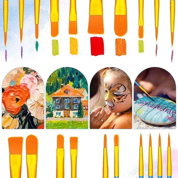 12 Pack 8x10” Canvas Boards and Round Canvas for Painting, Couple Painting Kit with Wood Easel, Acrylic Paint, Paint Brushes Set for Kids Teenagers Adults Date Night Sip and Paint Party-CubbioJoy