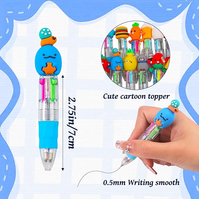 20Pcs Mini Multicolor Pens in One 4-in-1 Cute Pens Bulk for Kids, Fun Kawaii Ballpoint Pen for Birthdays and Children's Party Favors Gifts, Teacher School Supplies-CubbioJoy