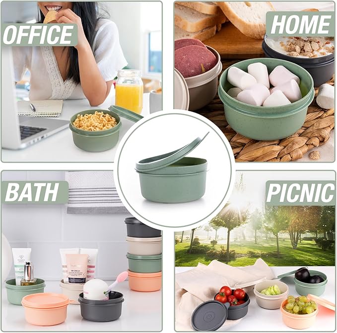9 oz Small Round Food Storage Containers with Lids Set of 10, Airtight Leakproof Reusable, Plastic To Go Bento Box, Mini Lunch Box, Snack Storage Bowl, for Kitchen, Picnic (10)-CubbioJoy