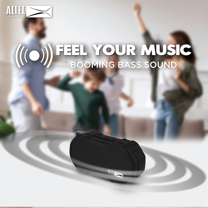 Altec Lansing Baby Boom XL - Waterproof Bluetooth Speaker, Wireless & Portable for Travel & Outdoor Use, Deep Bass & Loud Sound, 1 Pack, Black-CubbioJoy