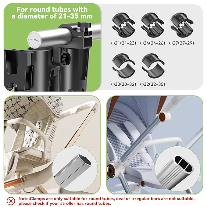 KDD Stroller Cup Holder with Phone Holder, 3-in-1 Removable Bottle Holder, 360 Degrees Rotation Drink Holder for Wheelchair, Stroller, Bike, Walker, Scooter, Bicycle, Uppababy, Bugaboo, Britax-CubbioJoy