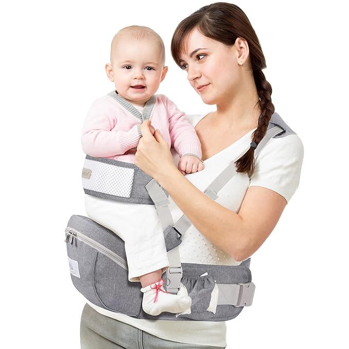 Baby Hip Seat Carrier, Ergonomic Waist Stool for Child Infant with Adjustable Strap Pocket Soft Base, Baby Hip Carrier for Newborns & Toddlers-CubbioJoy