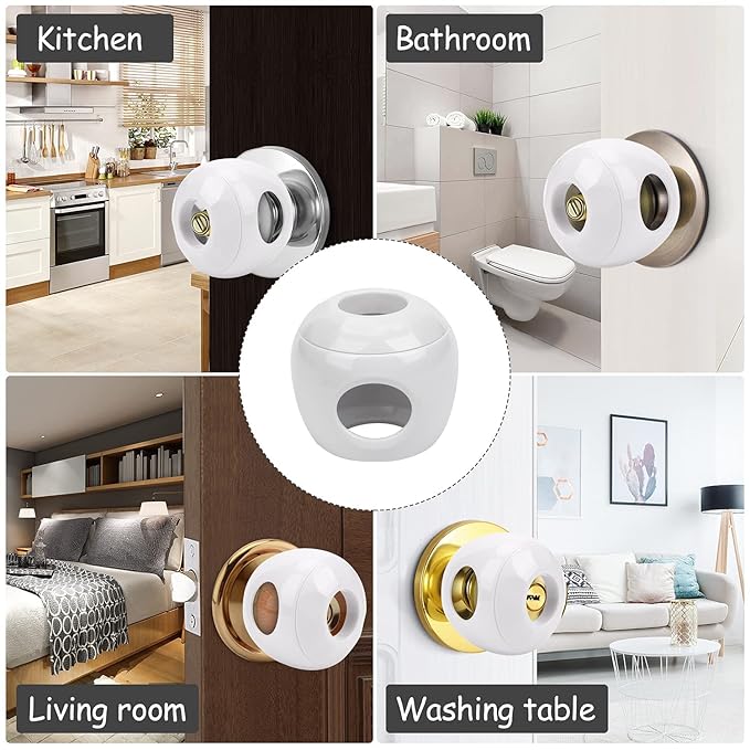 Baby Safety Door Knob Covers 6 Pack Baby Safety Door Handle Protector Child Proof Door Knobs Door Safety for Kids Universal Fit Easy Grip Lockable Design One Hand Operation for Parents No Tools Needed-CubbioJoy