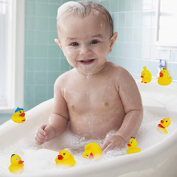 Set of 15 Duck Bath Toy Rubber Duckies, 2 Inches Bathtub Duck Set Squeak Rubber Floating Duck Baby Shower Bath Tub Pool Toys-CubbioJoy