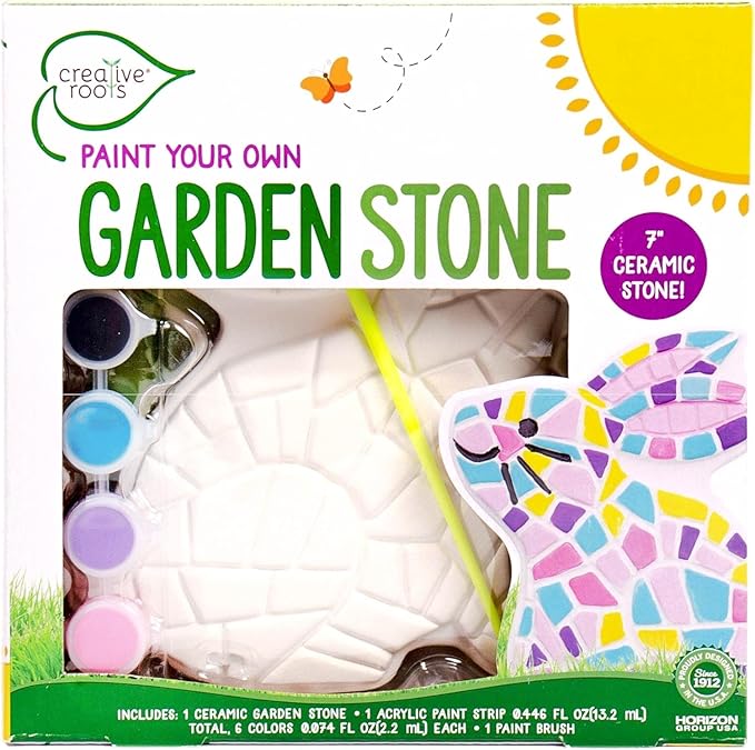 Creative Roots Paint Your Own Bunny Garden Stone, Craft Kits, Stepping Stones Kit for Kids, Ceramics to Paint, Ages 6+-CubbioJoy