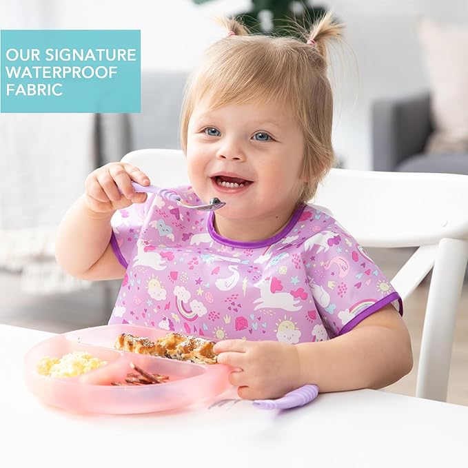 Bumkins Bibs - Toddler Bibs, Waterproof, Large for 1-3 Years, Short Sleeve-CubbioJoy