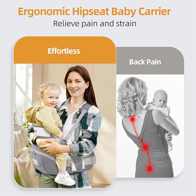 Baby Hip Seat Carrier, Ergonomic Waist Stool for Child Infant with Adjustable Strap Pocket Soft Base, Baby Hip Carrier for Newborns & Toddlers-CubbioJoy