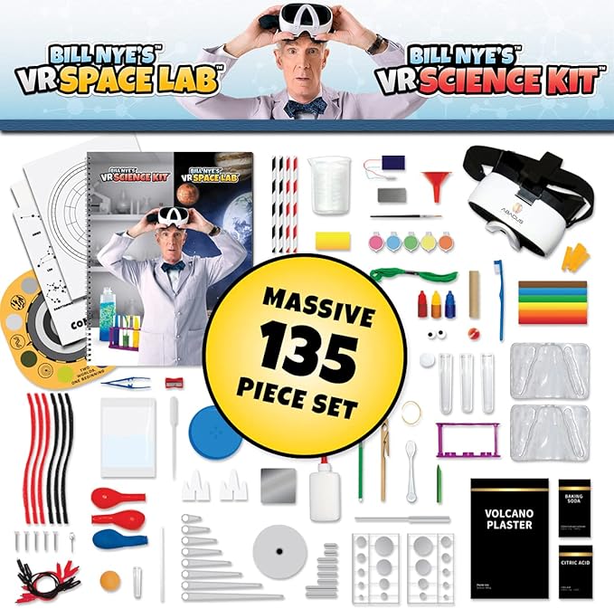 Bill Nye's VR Science Kit and VR Space Lab - Virtual Reality Kids Science Kit, Book and Interactive STEM Learning Activity Set (2 in 1 Combo Pack) - for Ages 8 and Up [Packing May Vary]-CubbioJoy