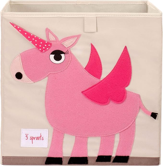 3 Sprouts Toy Storage Organizer: Toy Box Cube Organizer for Playroom, Nursery - Foldable Storage Bin - Unicorn-CubbioJoy