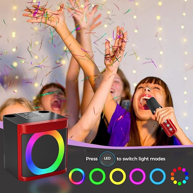 Karaoke Machine for Kids Adults - Portable Bluetooth Speaker with 2 Wireless Microphones, Singing Machine for Party, Birthday Gifts for Girls Boys Ages 4, 5, 6, 7, 8,9,10,11, 12+ Years Old-CubbioJoy