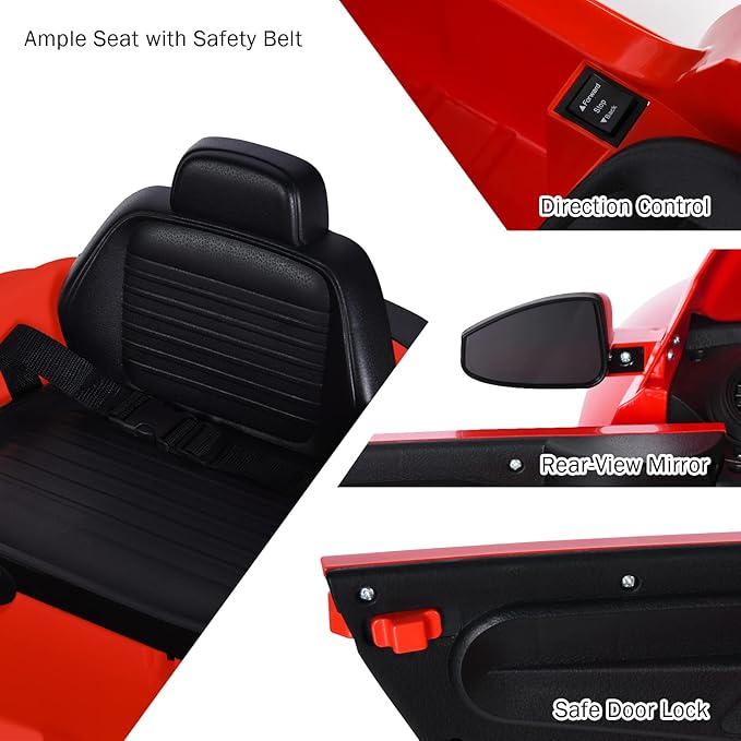 Costzon Ride on Car, 12V Licensed Volkswagen Beetle Battery Powered Vehicle w/Remote Control, Spring Suspension, Lights, USB, Horn, Music, 4 Wheeler for Boy Girl Gift, Electric Car for Kids (Red)-CubbioJoy