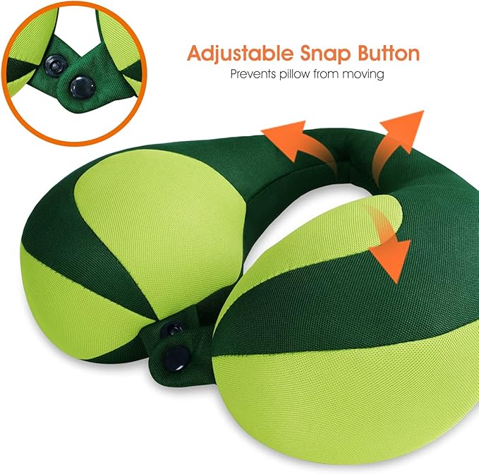 INFANZIA Kids Chin Supporting Travel Neck Pillow, Helps Support Head and Neck, Comfortably Designed for Head, Neck, and Chin Support - Gifts for Toddler/Child/Kids, Green-CubbioJoy