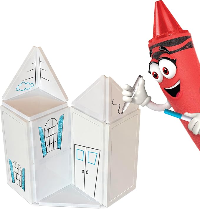 CreateOn Crayola Doodle Magnetic Tiles, Building Set for Kids, Magnetic Building Toys for Kids, STEM Travel Toys for Boys and Girls Ages 3+, 14-Piece Set (Doodle)-CubbioJoy