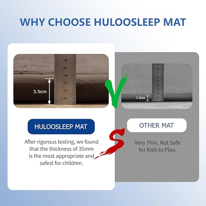 Baby Play Mat for Floor,1.3" Thick Memory foam Tummy Time Mat,Soft Coral Velvet Nursery Rug,Extra Large Non Slip Crawling Mat for Toddlers,Infants,kids,Yoga,Tatami Style for Living Room(Dark Brown)-CubbioJoy