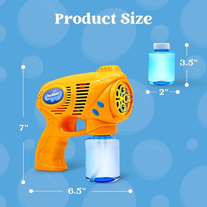 JOYIN 2 Bubble Guns with 2 Refill Solution (10 oz Total), Bubbles Maker, Blower for Kids, Toddlers, Outdoors Activity, Birthday Gift, Easter Basket Stuffers (Yellow+Orange)-CubbioJoy