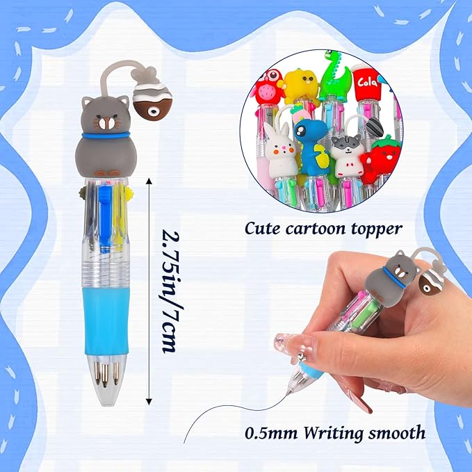 12Pcs Mini Multicolor Pens in One 4-in-1 Cute Pens Bulk for Kids, Ballpoint Pen for Birthdays and Children's Parties, Fun Pen Gifts Assorted Ink Kawaii Pen-CubbioJoy