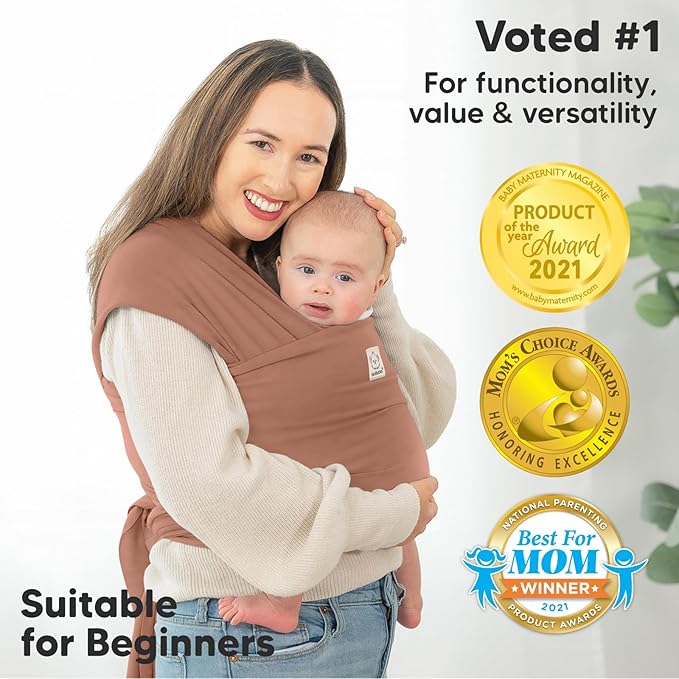KeaBabies Baby Wrap Carrier - All in 1 Original Baby Carrier Newborn to Toddler Sling, Easy to Wear, Hands Free Bonding, Lightweight, Breathable Infant Wraps (Terracotta)-CubbioJoy