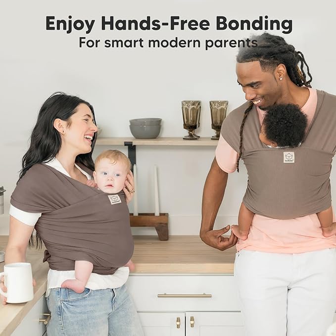 KeaBabies Baby Wrap Carrier - All in 1 Original Baby Carrier Newborn to Toddler Sling, Easy to Wear, Hands Free Bonding, Lightweight, Breathable Infant Wraps (Copper Gray)-CubbioJoy