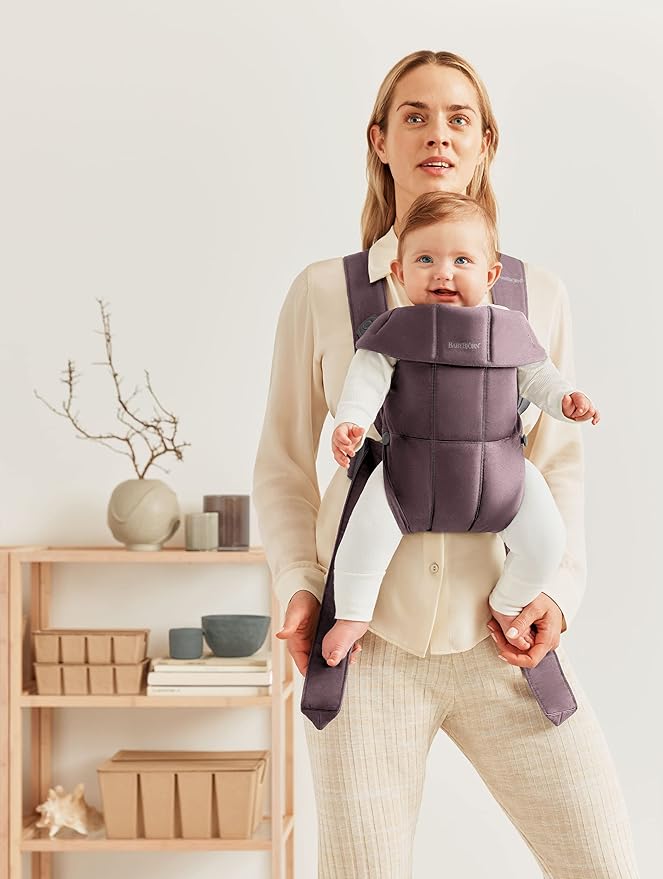 BabyBjörn Baby Carrier Mini, Cotton, Dark Purple | Newborn Carrier (7-25 lbs), Ergonomic, Easy-to-Use-CubbioJoy