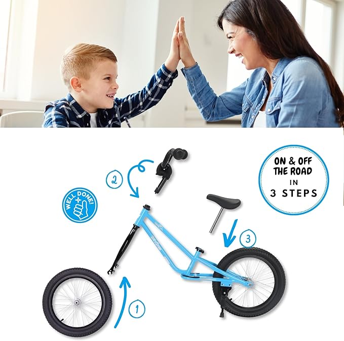 16 Inch Kids Balance Bike for 5-8 Year Old, BMX Kids Bike with No Pedals, Air Rubber Tires, Footrests, Adjustable Height for Big Kids, Boys, Girls-CubbioJoy