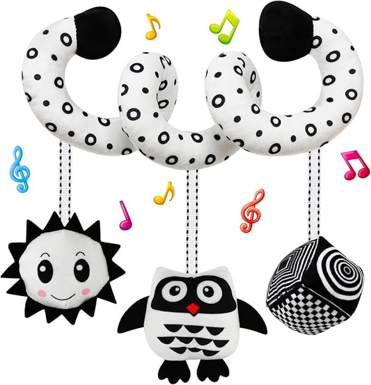 Black and White High Contrast Baby Toys - Sensory Infant Hanging Carseat & Stroller Toy for Newborns 0-6,6-12Months Perfect Easter Birthday & Baby Shower for Babies Boys Girls-CubbioJoy