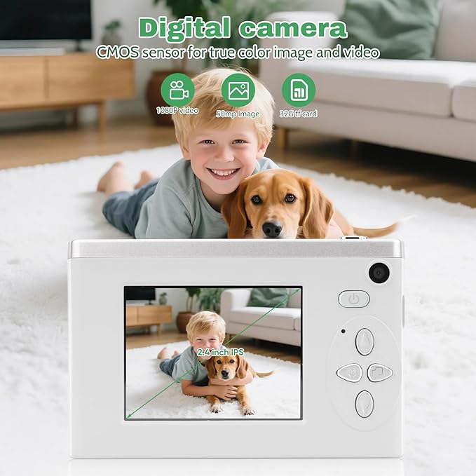 Digital Camera FHD 1080P Video & 8X Digital Zoom - Compact Point and Shoot Digital Camera with 2.4" Screen, 800mAh Rechargeable Battery - Portable Small Camera for Kids Teens Girls Boys(Silver)-CubbioJoy