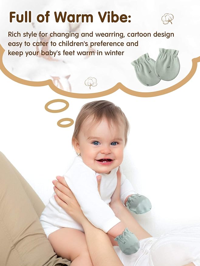 24 Pairs Newborn Baby Mittens Unisex Cute Glove No Scratch Baby Mittens Gloves for 0-6 Months Boys Girls-CubbioJoy
