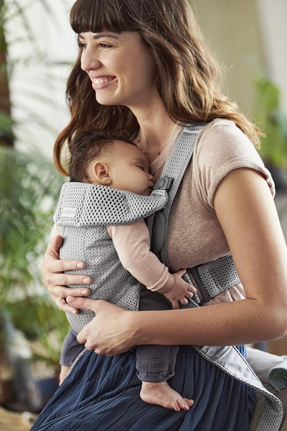 BabyBjörn Baby Carrier Mini, Gray, 3D Mesh | Newborn Carrier (7-25 lbs), Ergonomic, Easy-to-Use-CubbioJoy