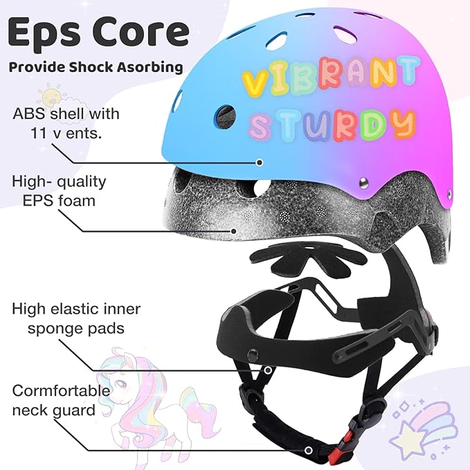 Color Gradient Adjustable Kids Bike Helmet Toddler Skateboard Helmets Boys Girls Child Ventilation Helmet for Multi-Sports Skating Cycling Scooter Balance-CubbioJoy