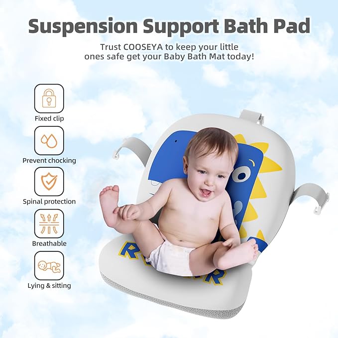 Collapsible Baby Bathtub for Newborn, Foldable Baby Bath Tub with Thermometer & Soft Floating Cushion & Drain Hole, Portable Travel Infant Bath Tubs for Newborns to Toddlers 0-36 Months Boy,NavyBlue-CubbioJoy