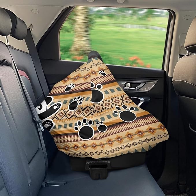 Binienty Breathable Car Seat Covers for Babies Newborns,Aztec Nation Panda Pattern Nursing Cover Breastfeeding Scarf Breathable Stroller Cover for Sun-CubbioJoy