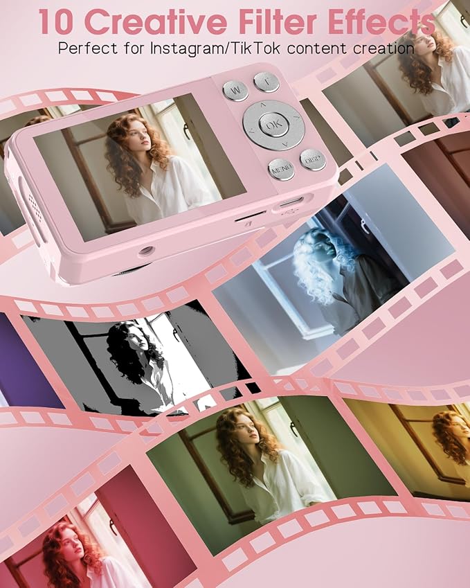 Digital Camera, Autofocus 48MP 4K Camera for Photography with 32GB Card, Portable Compact Point and Shoot Digital Camera for Teens Adult Beginner Kids with Metal Shell, 2000 mAh Battery-CubbioJoy