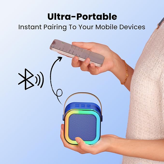 IROO Mini Karaoke Machine for Kids, 2025 TOP Toys Birthday Gifts Ideas for Girls Ages 4, 5, 6, 7, 8, 9, 10, 12+ Years Old, Portable Bluetooth Speaker with 2 Wireless Mics for Party Toddlers-CubbioJoy