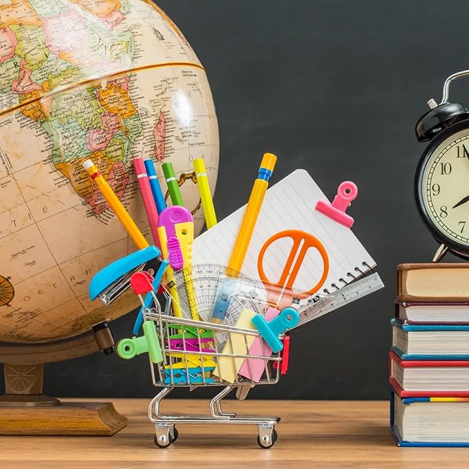 134pcs Mini Shopping Cart Basket Miniature Food Drink Bottle Supermarket Metal Handcart Toys Doll House Store Cosplay Game Dollhouse Grocery Fruit Cake Bread Party Trolley Model Dollar Bills-CubbioJoy