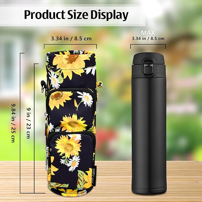 Betsey Johnson Insulated Water Bottle Pouch Holder Carrier Crossbag with Adjustable Shoulder Strap - Lightweight Polyester Accessories with Pockets Good for Hiking Sports-CubbioJoy