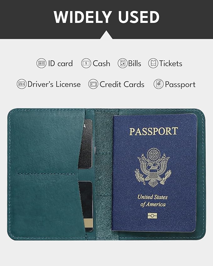 ALLIVE Genuine Leather Passport Holder with Airtag, Travel Must Haves Airport Essentials, Passport Cover Case Travel Gifts-CubbioJoy