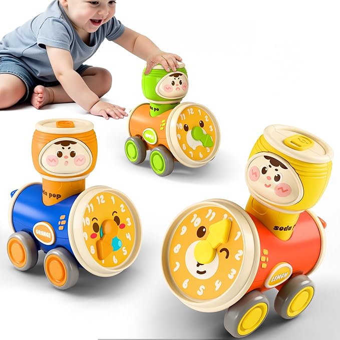 iPlay, iLearn Press to Go Car Toys Set for Toddlers 1-3, Baby Push Go Friction Racing Cars, Infant Play Vehicle Set, 1st Birthday Gifts for 6-9-12-18 Months, 1 2 3 One Years Old Boys Girls Child Kids-CubbioJoy