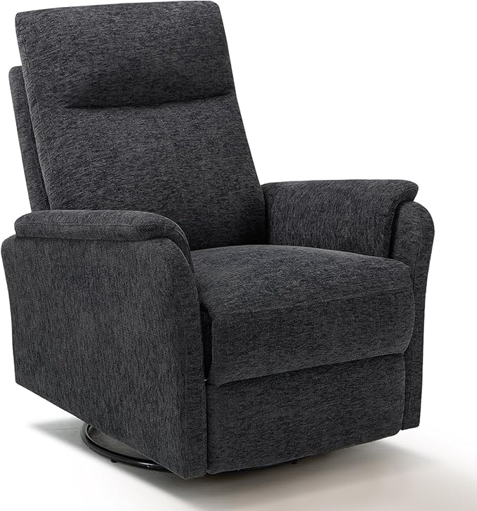 COLAMY Swivel Recliner Chair with Footrest, High Back with Double-Layer Cushion, Glider Recliner for Nursery & Living Room, Bedroom, Dark Grey-CubbioJoy