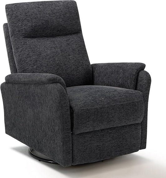 COLAMY Swivel Recliner Chair with Footrest, High Back with Double-Layer Cushion, Glider Recliner for Nursery & Living Room, Bedroom, Dark Grey-CubbioJoy