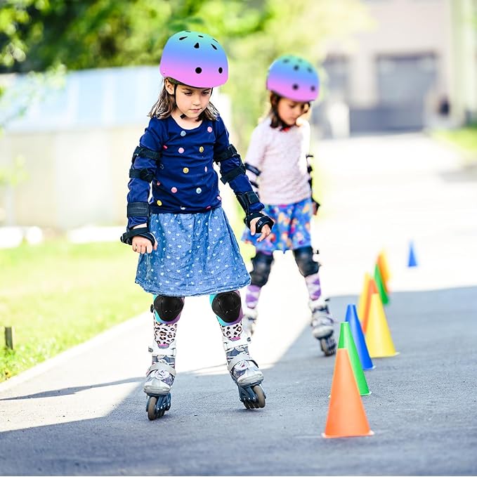 Kids Bike Helmet Set Adjustable for Children, Boys, Girls and Teenagers Aged 3-8 Years Includes Elbow, Knee, Wrist Guards Children's Helmet Protection Set for Bikes SkateboardsRollerskates-CubbioJoy