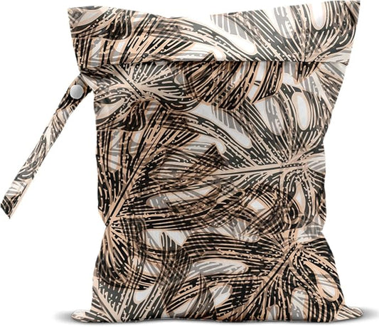 Wet Bag, Wet Dry Bag, Wet Bag for Swimsuit, Travel, Beach, Pool, Diapers, Dirty Yoga Gym Clothes, Makeup Bag, Waterproof Tropical Palm Leaves Decor Jungle Palm Leaf Favors, 12.6” x 10.2”-CubbioJoy