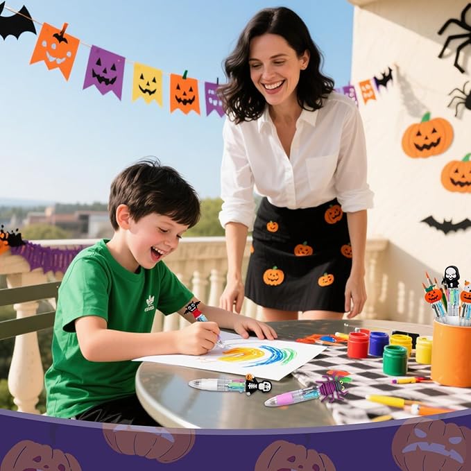 30Pcs Mini Multicolor Pens in One 4-in-1 Cute Pens Bulk for Kids, Ballpoint Pen for Birthdays and Children's Parties, Fun Gifts Assorted Ink Kawaii Pen(Halloween)-CubbioJoy