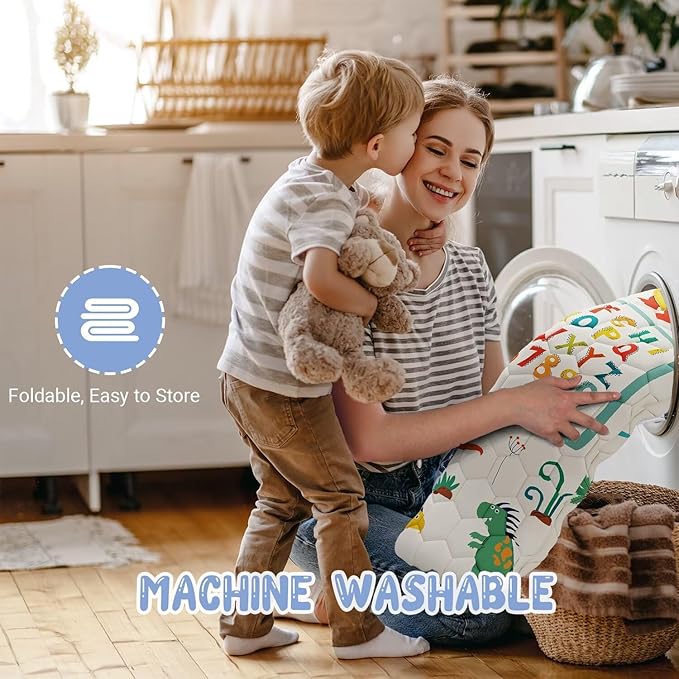 Baby Play Mat 71" X 59" Playpen Mat Upgraded Thicken Baby Floor Play Mat Non-Slip Cushioned Crawling Mat Waterproof Activity Playmats for Babies Toddlers Infants (71X59, Letter Dino)-CubbioJoy